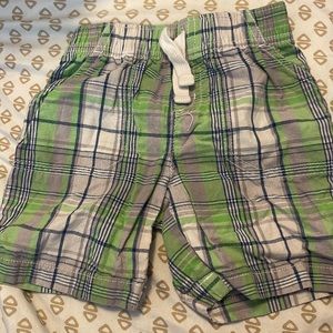 Green plaid shorts